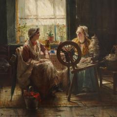 Edward A Portielje Spinning the Wool oil painting by Edward Portielje - 1493961