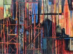 Edward Arthur Anderson Mid Century Rocket Ship Cityscape Abstract Skyline - 4348550