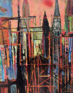 Edward Arthur Anderson Mid Century Rocket Ship Cityscape Abstract Skyline - 4348551