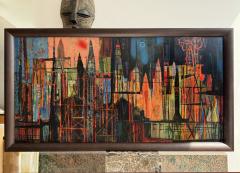 Edward Arthur Anderson Mid Century Rocket Ship Cityscape Abstract Skyline - 4348552