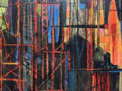 Edward Arthur Anderson Mid Century Rocket Ship Cityscape Abstract Skyline - 4348555
