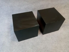 Edward Axel Roffman Edward Axel Roffman Pair Minimalist Enameled Oak Cube Tables MCM Post Modern - 2527881