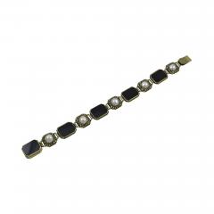 Edward Everett Oakes American Arts Crafts Period Gold Bracelet with Onyx and Pearls by Edward Oakes - 70386