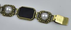 Edward Everett Oakes American Arts Crafts Period Gold Bracelet with Onyx and Pearls by Edward Oakes - 70387