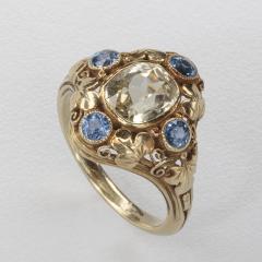Edward Everett Oakes Oakes Studio Arts Crafts Yellow Sapphire Montana Sapphires Gold Ring by Edward Oakes - 4446718