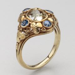Edward Everett Oakes Oakes Studio Arts Crafts Yellow Sapphire Montana Sapphires Gold Ring by Edward Oakes - 4446719