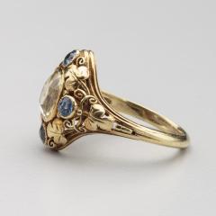 Edward Everett Oakes Oakes Studio Arts Crafts Yellow Sapphire Montana Sapphires Gold Ring by Edward Oakes - 4446720