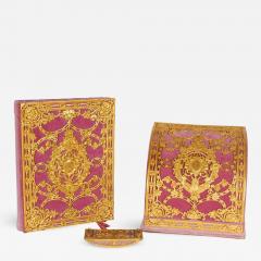 Edward F Caldwell Co American Gilt Bronze Ormolu Mounted Pink Velvet Desk Set E F Caldwell Co  - 658659