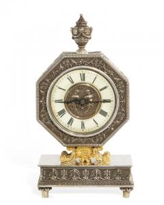 Edward F Caldwell Co An American Gilt and Silvered Bronze Table Clock - 1163566