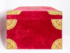 Edward F Caldwell Co Large Gilt Bronze Mounted Red Velvet Box Trunk by E F Caldwell Co  - 610541