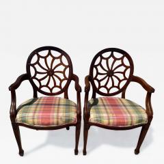 Edward Ferrell Pair of Mahogany Edward Ferrell Style Hepplewhite Cobweb Armchairs - 4319583