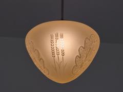 Edward Hald Edward Hald Attributed Pendant Lamp Decorated Glass Orrefors Sweden 1930s - 3348710