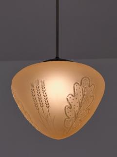 Edward Hald Edward Hald Attributed Pendant Lamp Decorated Glass Orrefors Sweden 1930s - 3348712
