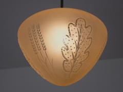 Edward Hald Edward Hald Attributed Pendant Lamp Decorated Glass Orrefors Sweden 1930s - 3348717