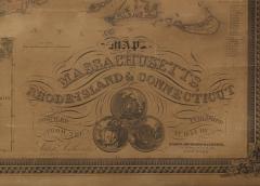 Edward Hooker Ensign 1854 Wall Map of Massachusetts Rhode Island Connecticut - 3995813