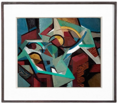 Edward McCarthy Ed McCarthy Table with Green Couch c1956 o cb - 2969326