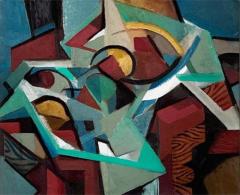 Edward McCarthy Ed McCarthy Table with Green Couch c1956 o cb - 2970815