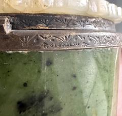 Edward McNeil Farmer Edward Farmer Art Deco Sterling Jade and Carnelian Inkwell NYC - 4815214