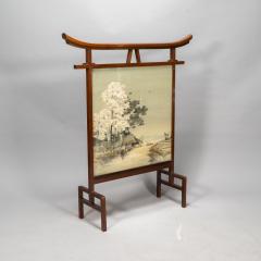 Edward William Godwin A Rare Anglo Japanese Fire Screen designed by E W Godwin With Kissing Birds Silk - 4188046