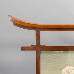 Edward William Godwin A Rare Anglo Japanese Fire Screen designed by E W Godwin With Kissing Birds Silk - 4188052