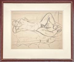 Edward Wolfe Reclining Male Nude Drawing by Edward Wolfe - 4808681