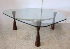 Edward Wormley American Modern Brass Wood Glass Coffee Table Edward Wormley for Dunbar - 4273011