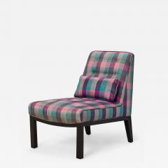 Edward Wormley American Pink Purple Plaid Upholstered Slipper Side Chair - 2795102