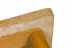 Edward Wormley American Travertine and Light Wood Wedge End Side Table - 2790084