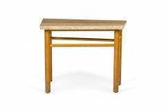 Edward Wormley American Travertine and Light Wood Wedge End Side Table - 2790085