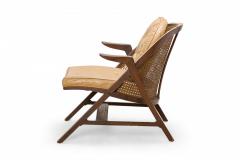 Edward Wormley American Walnut Cane and Tan Leather Janus Lounge Armchair - 2789666