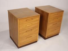 Edward Wormley Bleached Mahogany Nightstands with Leather Bases by Edward Wormley for Dunbar - 1240430