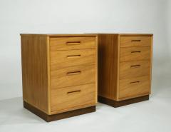 Edward Wormley Bleached Mahogany Nightstands with Leather Bases by Edward Wormley for Dunbar - 1240431