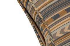 Edward Wormley Blue Striped Upholstered Walnut Frame Janus Lounge Armchair - 2789696