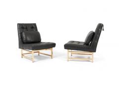 Edward Wormley Dunbar Brass and Leather Slipper Chairs Edward Wormley 1950s - 1092392