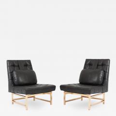 Edward Wormley Dunbar Brass and Leather Slipper Chairs Edward Wormley 1950s - 1092751