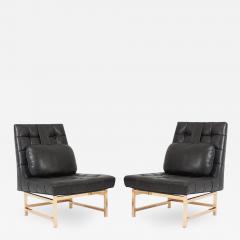 Edward Wormley Dunbar Brass and Leather Slipper Chairs Edward Wormley 1950s - 1092751