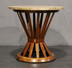 Edward Wormley Dunbar Sheaf of Wheat Side Table in Rosewood with Travertine Top - 2899837