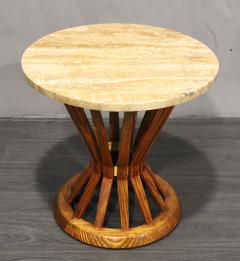Edward Wormley Dunbar Sheaf of Wheat Side Table in Rosewood with Travertine Top - 2899838