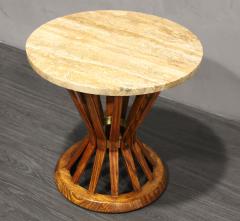 Edward Wormley Dunbar Sheaf of Wheat Side Table in Rosewood with Travertine Top - 2899839