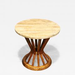 Edward Wormley Dunbar Sheaf of Wheat Side Table in Rosewood with Travertine Top - 2902115