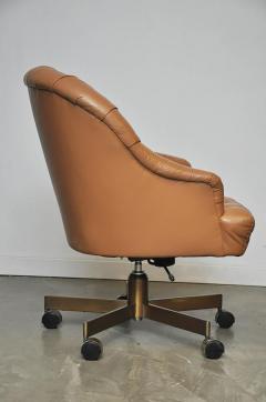 Edward Wormley Dunbar Tufted Leather Desk Chair on Bronze Base by Edward Wormley - 451285