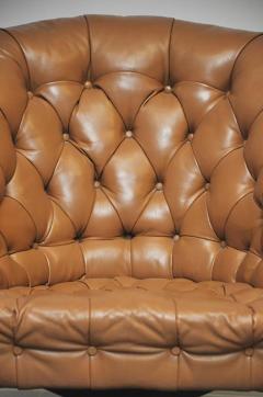 Edward Wormley Dunbar Tufted Leather Desk Chair on Bronze Base by Edward Wormley - 451289