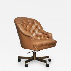 Edward Wormley Dunbar Tufted Leather Desk Chair on Bronze Base by Edward Wormley - 455519