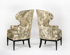 Edward Wormley Dunbar Wingback Chairs designed by Edward Wormley in a Custom Cartier Textile - 1132985