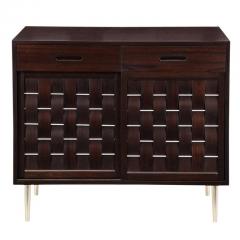 Edward Wormley Dunbar Woven Front Chest Mahogany and Brushed Nickel Signed - 2777088