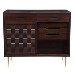 Edward Wormley Dunbar Woven Front Chest Mahogany and Brushed Nickel Signed - 2777089