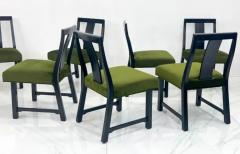 Edward Wormley Ebonized Dining Set in Olive Velvet by Edward Wormley Dunbar 1950s - 3176055