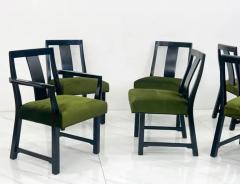 Edward Wormley Ebonized Dining Set in Olive Velvet by Edward Wormley Dunbar 1950s - 3176064