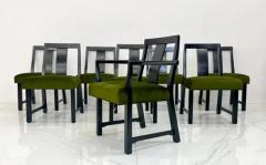 Edward Wormley Ebonized Dining Set in Olive Velvet by Edward Wormley Dunbar 1950s - 3176239