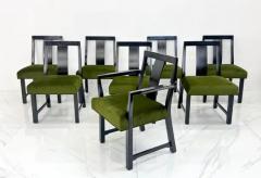 Edward Wormley Ebonized Dining Set in Olive Velvet by Edward Wormley Dunbar 1950s - 3176242